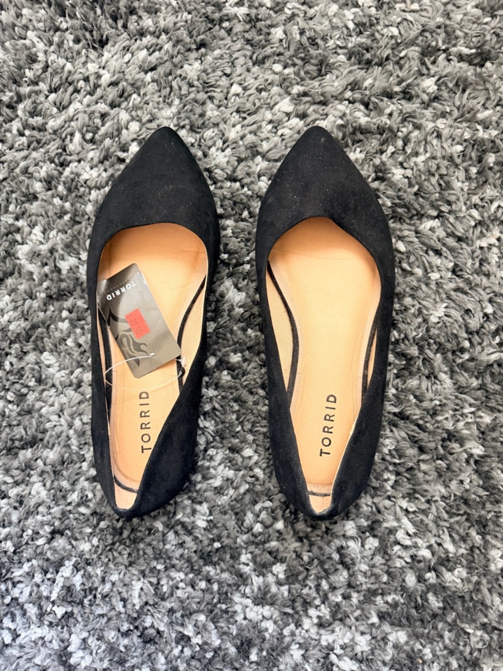 Torrid Black Pointed Toe Suede-Look Flats